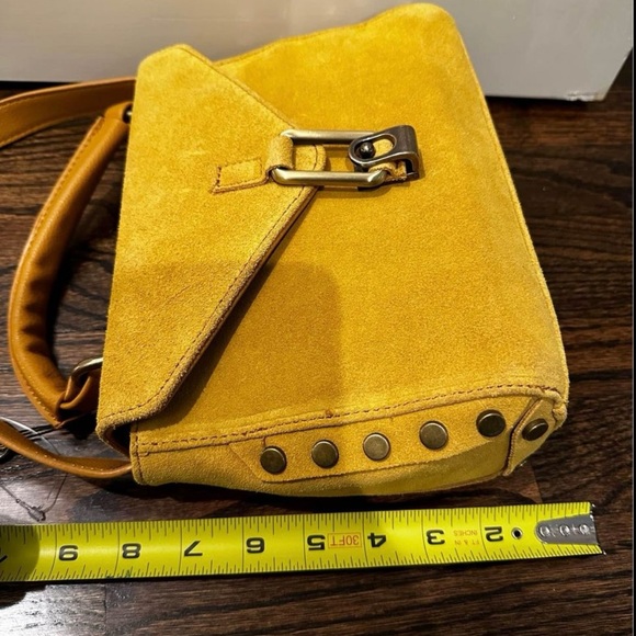 Lionel Pebbled Leather & Suede Riveted Handbag Purse, NWT - Picture 9 of 9